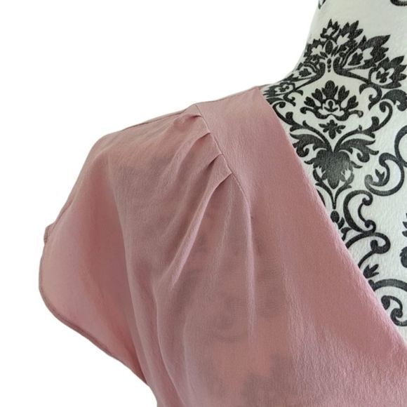 Escada Silk Flutter Sleeve Top Sheer Pink size 8 - Picture 4 of 11
